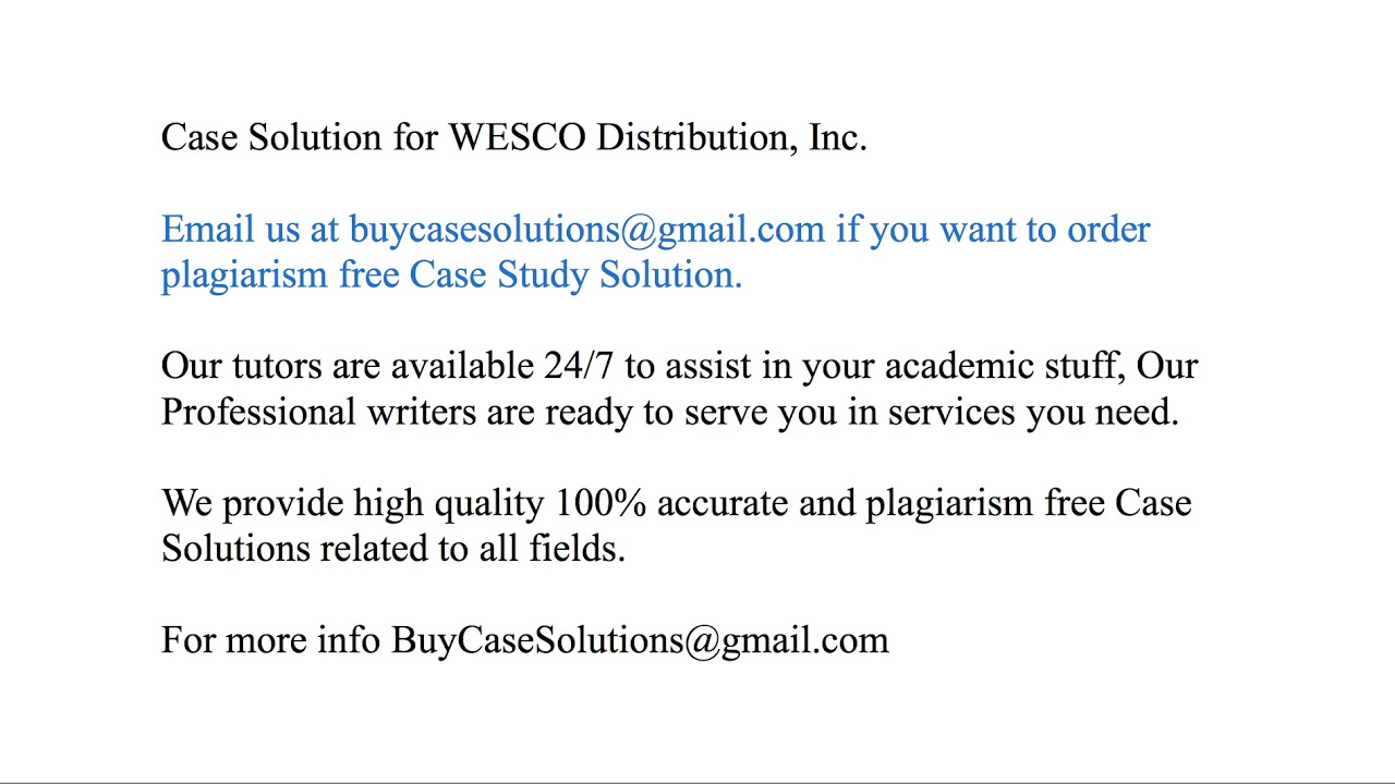 Case Solution WESCO Distribution, Inc.