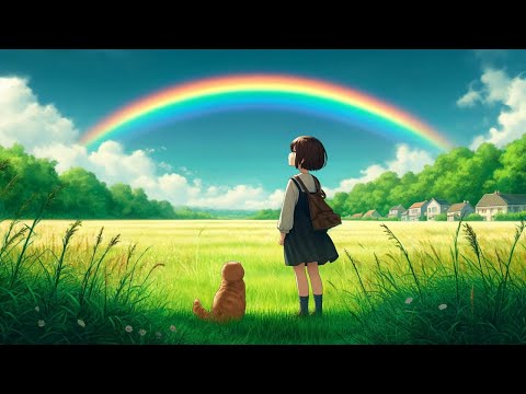 Lofi Relax music 🌈 Rainbow land  & Relax Sounds 💖 Happy Chill music  / Cute cat & girl