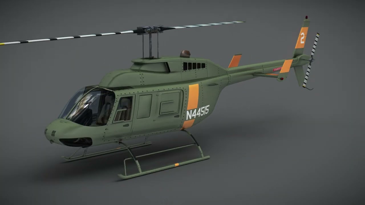 Helicopter Bell 206L Military 3D Model