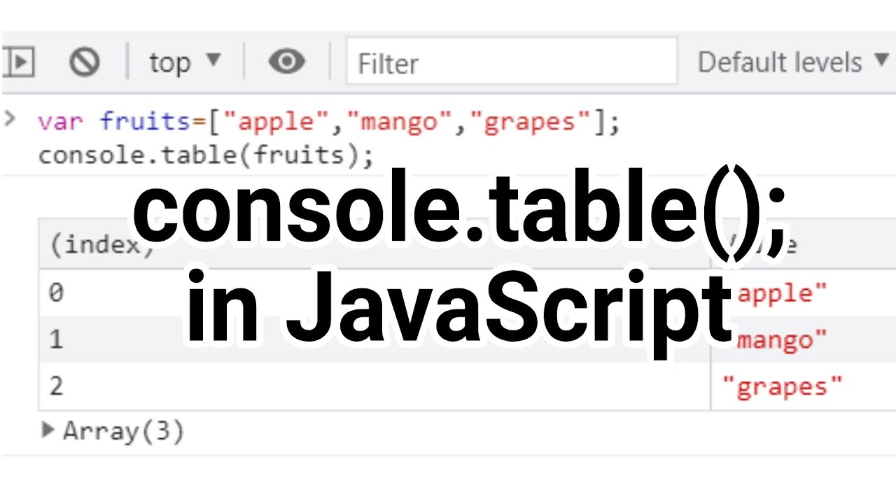 Usage of console.table() in JavaScript - JavaScript Tips & Tricks