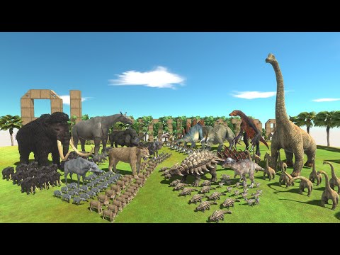PREHISTORIC MAMMALS TEAM vs HERBIVORE DINOSAURS | Animal Revolt Battle Simulator