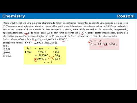 Acafe 2020 1 Medicina - Q40 Equação de Nernst