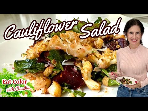 Roasted Cauliflower Salad with Beets, Pistachios, and Dates in a Maple Vinaigrette