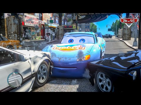 Crazy Rayo Lightning McQueen Dinoco Car Crashes Ep.31 - GTA 4