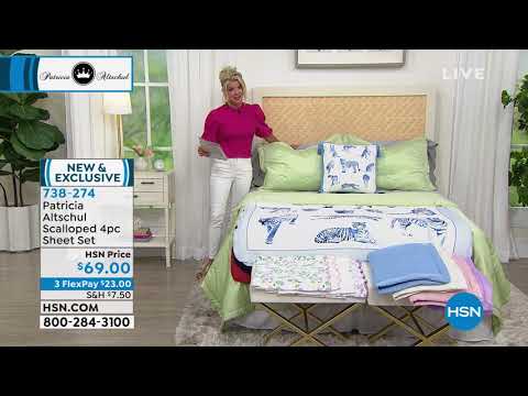 Patricia Altschul Scalloped 100% Cotton 4piece Sheet Set