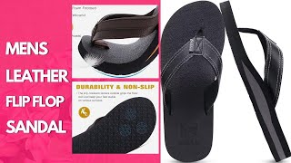 Men's Leather Flip Flops Sandals - KuaiLu Men's Yoga Mat Leather Flip 