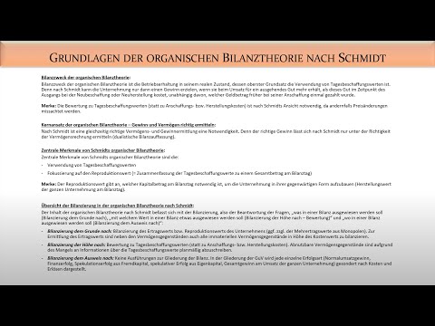 Rechnungslegung: Organische Bilanztheorie nach Schmidt - Fernuni Hagen