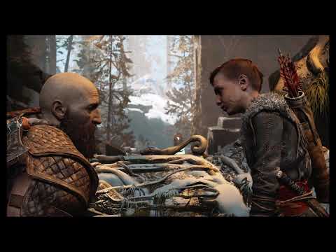 God of War PS4 - Kratos teaching Atreus  to hunt.