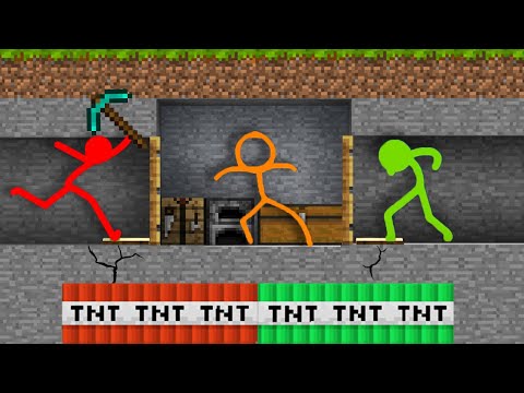 Minecraft VS Stickman ~ RED vs GREEN TNT Battle Animation vs Minecraft Shorts