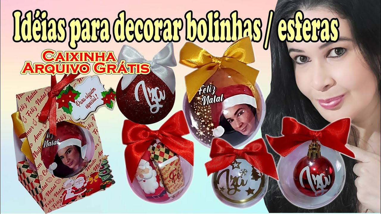 Ideias para decorar bolinhas de natal | molde grátis #73