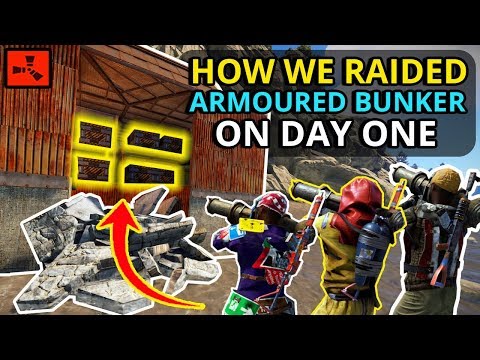 RUST - How A Group Raids A LOADED Armoured BUNKER ROCK BASE On DAY ONE!