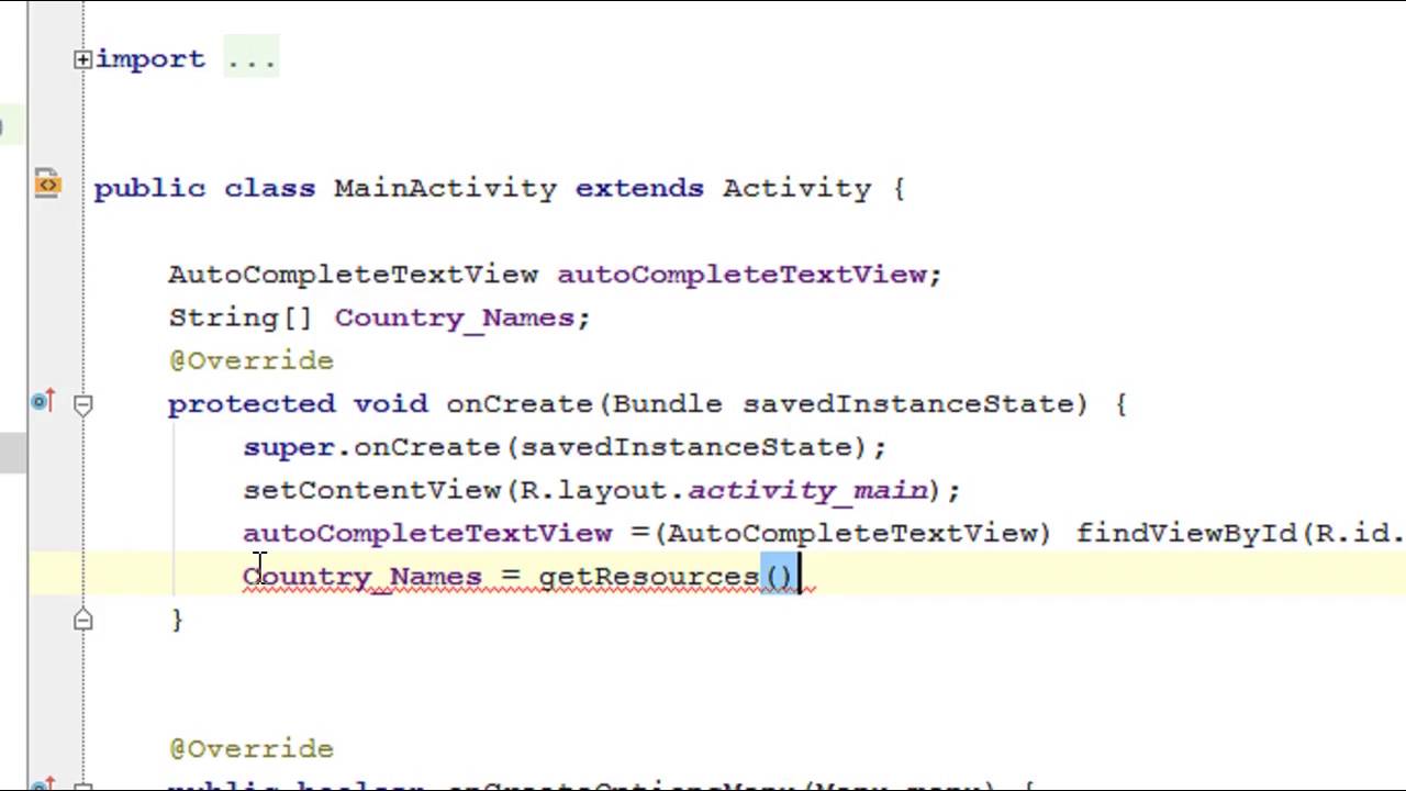 Android Studio Tutorial   10   Working with AutoCompleteTextView