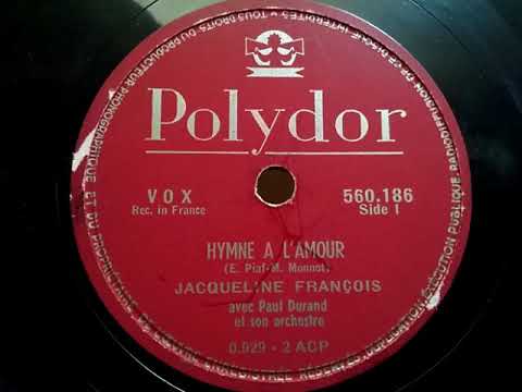 Jacqueline Francois ♪Hymne A L'amour♪ 1950年 78rpm record . HMV 102 phonograph