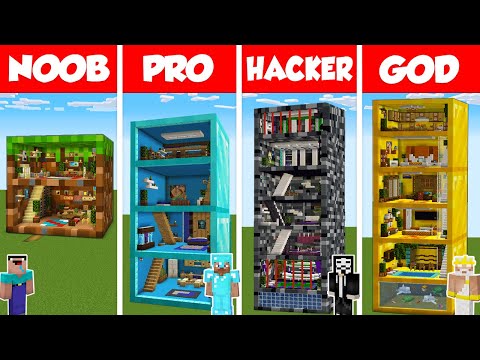 Minecraft NOOB vs PRO vs HACKER vs GOD: GIANT BLOCK HOUSE BUILD CHALLENGE in Minecraft / Animation