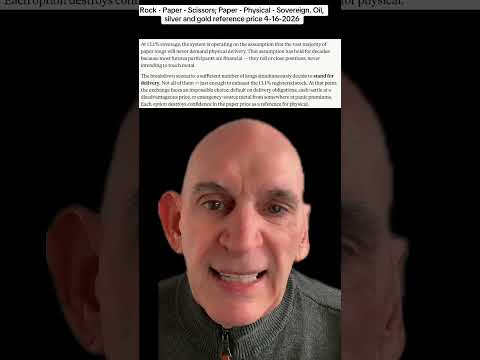 Rock - Paper - Scissors Paper - Physical - Sovereign. Oil Silver and gold reference price 4-16-20206