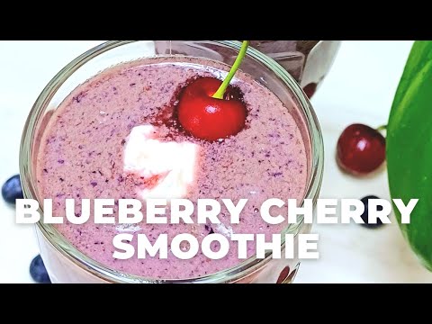 Blueberry Cherry Smoothie without Banana l Easy Kid Friendly Cherry Berry Smoothie - Flavours Treat