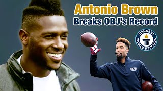 Antonio Brown Breaks Odell's One-Handed Catch for the Guinness World Record | NFL