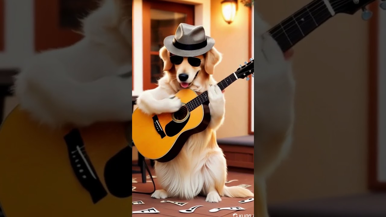 I asked AI to create a video of a dog playing guitar #ai #leonardoai #klingai #chatgpt #shorts #dog