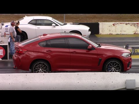Thumbnail for BMW X6M vs Dodge Challenger Scatpack and Classic Camaros - 1/4 Mile Drag Races by BMW X6