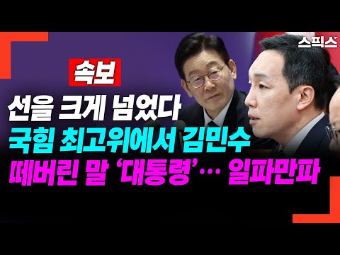 [속보] 선을 크게 넘었다 국힘 최고위에서 김민수 떼버린 말 ‘대통령’… 일파만파