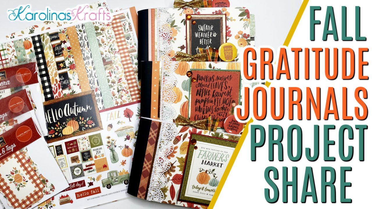 Altered Fall Gratitude Journals Project Share using Hello Autumn Collection Kit by Carta Bella