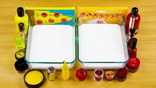 Pizza VS Hot Dog Slime Mixing Makeup Eyeshadow Into Slime! Satisfying Slime Smoothie