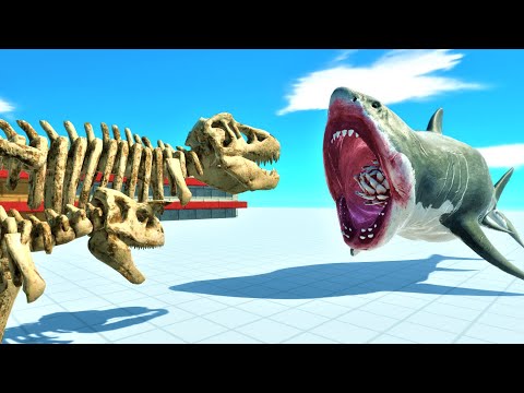 Skeleton T-rex and skeleton carnotaurus vs strong units ARBS animal revolt battle simulator