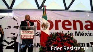 El Lic. Andrés Manuel López Obrador en el Plan Sexenal durante el Congreso Nacional de MORENA