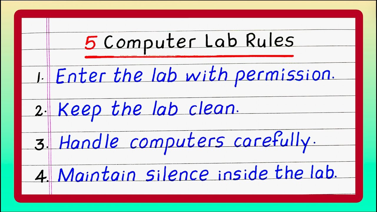 Computer Lab Rules | Five Computer Lab Rules | Computer Lab Rules in School