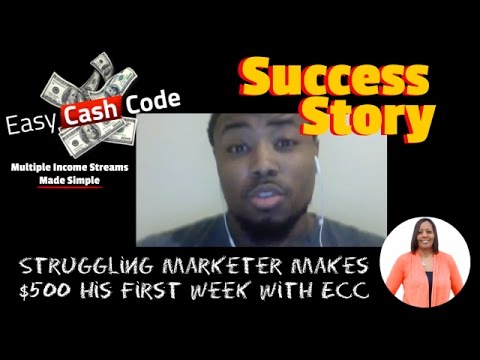 Easy Cash Code Testimonial Success Story | Struggling Marketer Makes $500 His First Week With ECC Video