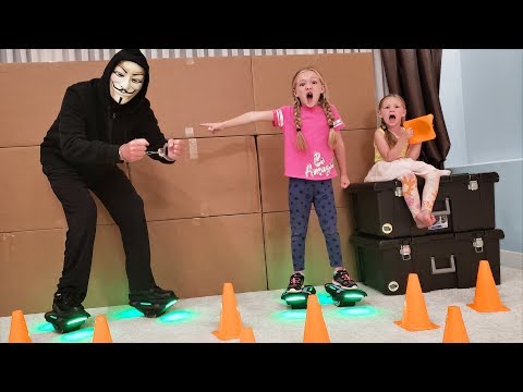 Game Master Challenges Us! Giant Hover Shoe Game Obstacle Course! GYROOR Gyroshoes