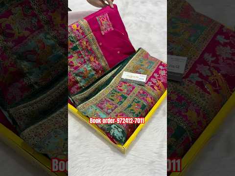 A very beautiful pure pasmina silk pink and green colour sarees #trending #youtube #instagram #new ￼