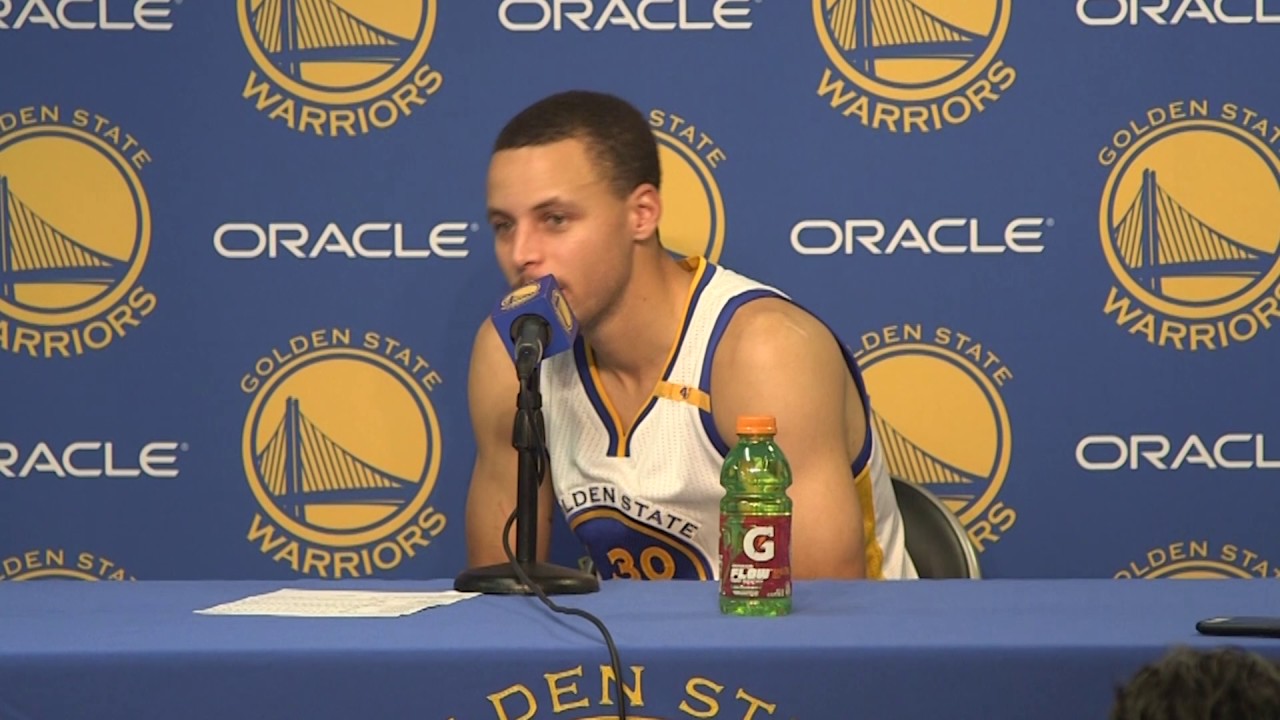 Steph Curry jokingly does Lamaze breathing in postgame conference