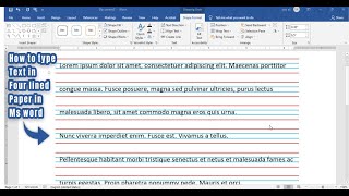 How to type text in Four lined paper in Ms word | Typing text in Four lined notebook in Ms word 2019