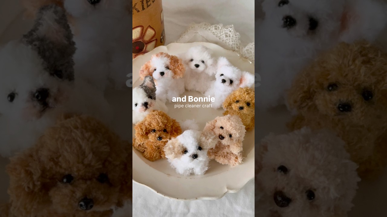 モール1本で小さな子犬🐶手乗りサイズのふわふわ愛犬how to make pipe pipe pipe cleaner puppy! my sweet puppy❤️ by and Bonnie