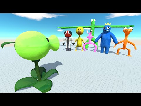 Team Peashooter vs Team Rainbow Friends - Animal Revolt Battle Simulator