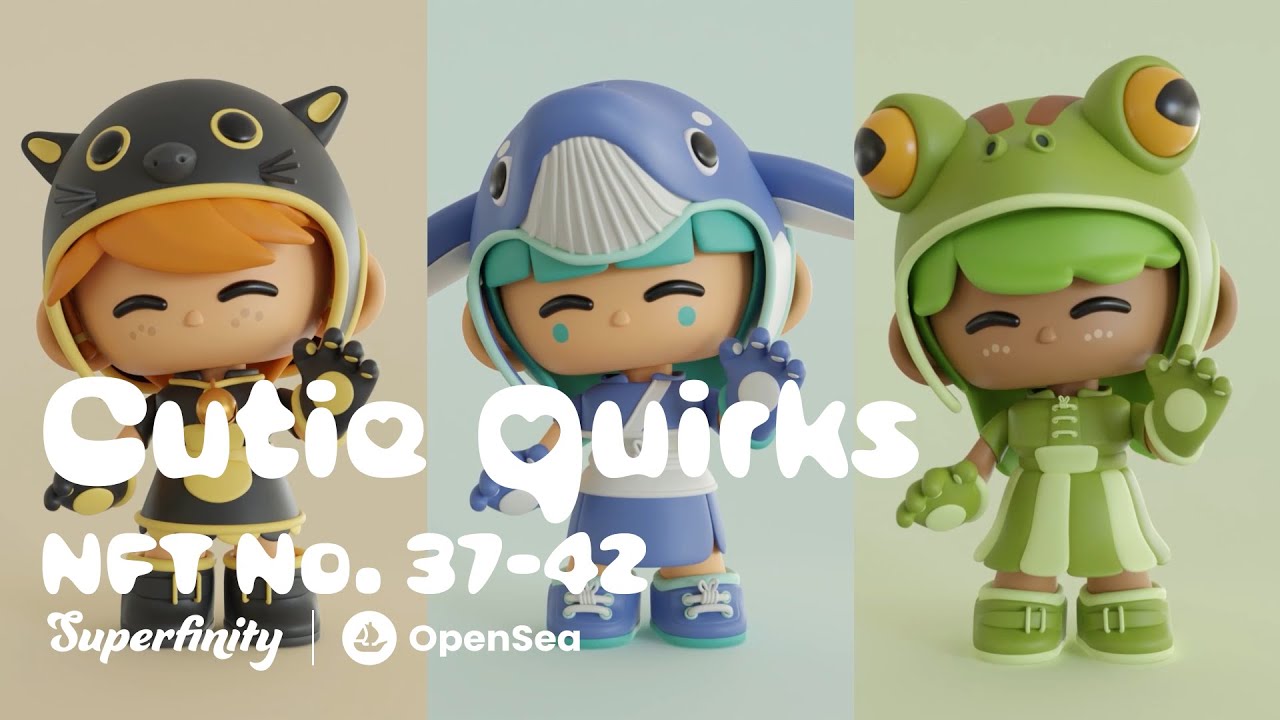 NFT animal characters on OpenSea market | Cutie Quirks Collectibles No. 37-42