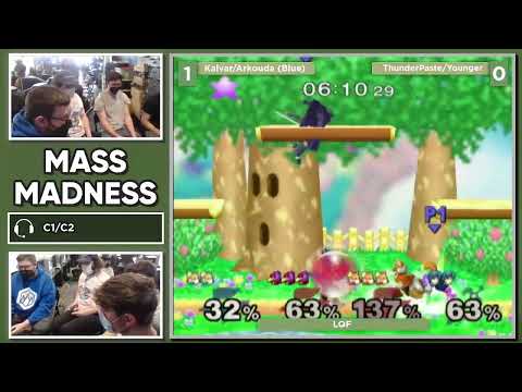 Mass Madness 35 SSBM - Arkouda/Kalvar (Blue) vs. Younger/Thunderpaste (Red) - Melee Doubles LQF