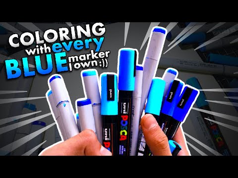 Drawing With Every BLUE MARKER I Own 🥶💦