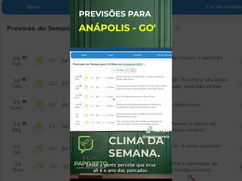 Previsão do tempo para a próxima semana em Anápolis   GO #previsaodotempo #anapolis