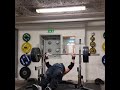 120kg bench press 15 reps for 10 sets,legs up