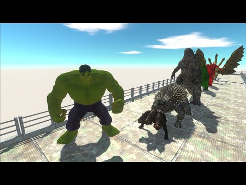 HULK VS GHIDORAH & GODZILLA LAVA DEATHFALL - Animal Revolt Battle Simulator