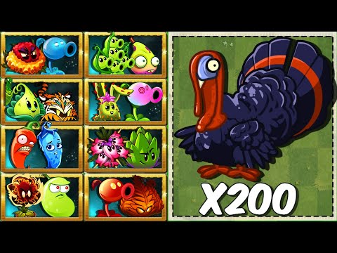Random 40 Best Pair Plant vs 200 Turkey Zombie - Who Will Win? - PvZ 2 Challenge