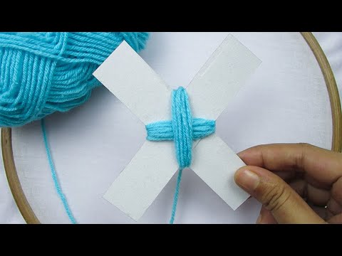 Hand Embroidery Trick, Awesome Flower Craft Ideas with Woolen, Easy Wool Flower, Sewing Hack