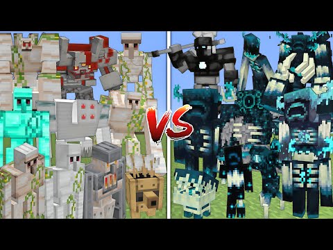ALL MUTANT IRON GOLEMS vs ALL MUTANT WARDENS ALLIANCE MOBS BATTLE IN MINECRAFT