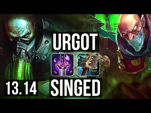 URGOT vs SINGED (TOP) | 9/0/1, 7 solo kills, 1.4M mastery, 800+ games, Legendary | KR Master | 13.14