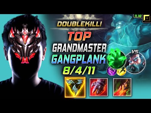 GrandMaster Gangplank TOP vs Zilean - 천상계 장인 탑 갱플랭크 템트리 룬 트포 착취 ガングプランク Гангпланк - LOL KR 11.16