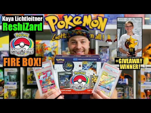 OPENING my 2019 World Championship Reshiram & Charizard Kaya Lichtleitner FIRE BOX! | Pokemon TCG