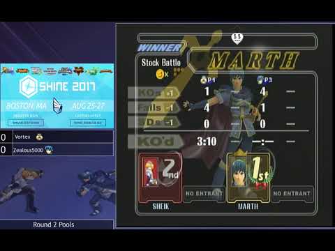 Shine 2017 SSBM - vortex (Sheik) vs. Zealous5000 (Marth) - Melee Round 2 Pools
