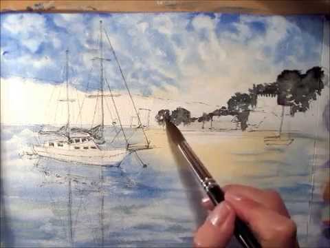 Thumbnail of A watercolour painted on shiny card primed with absorbent ground